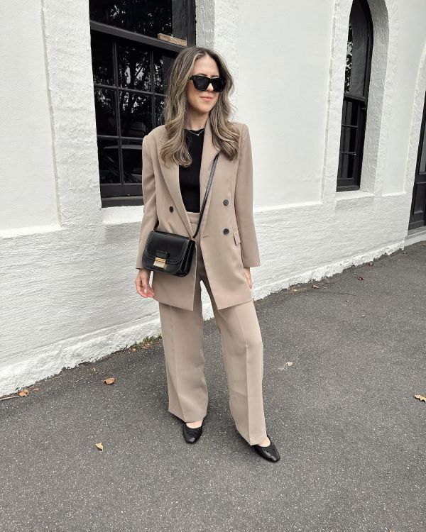 Beige Blazer with Dress