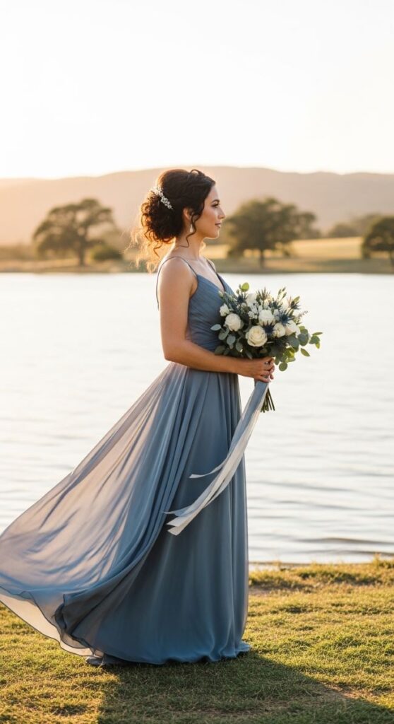 Dusty Blue Floor-Length Gowns