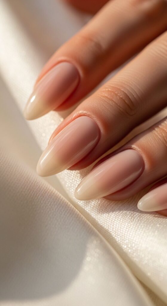 Elegant Almond Shape Nude Nails