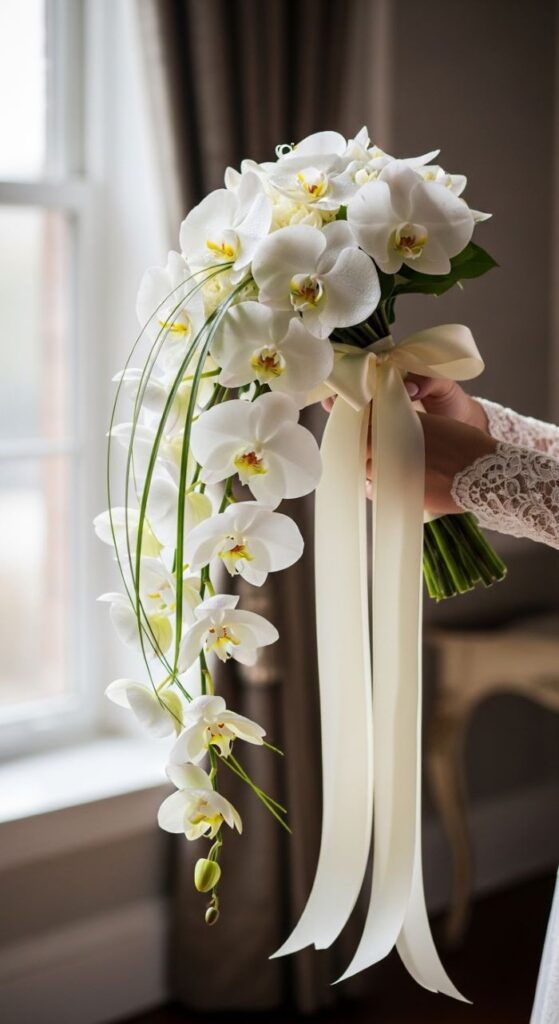 Ivory Orchid Cascade Bouquet