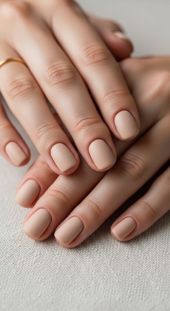 Matte Neutral Bridal Nails