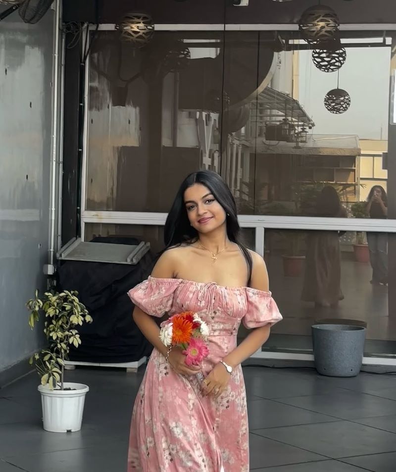 Peach Floral Midi Dress