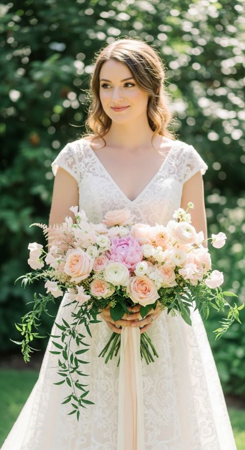 Peach and Cream Mixed Garden Bouquet