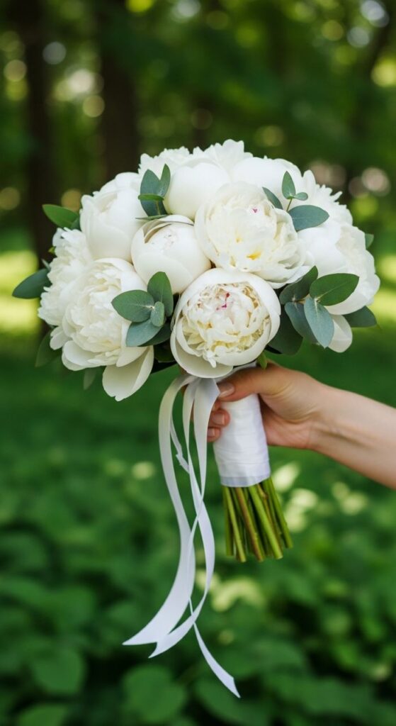 White Peony Hand-Tied Bouquet