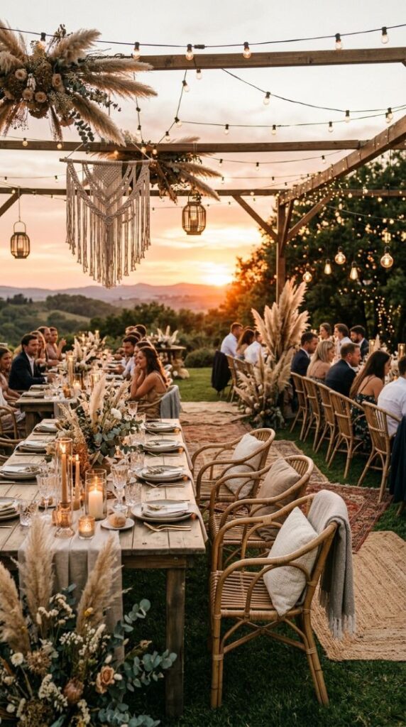 Boho Chic Wedding Dinner Setup