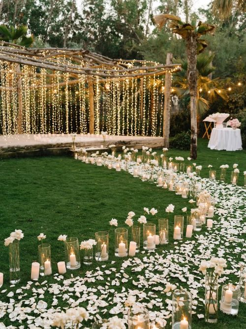 Candle-Lit Garden Aisle