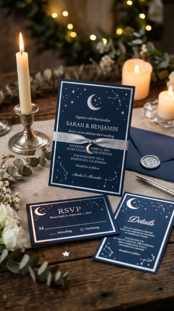 Celestial Moon and Stars Invitations
