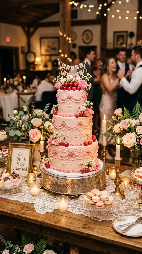 Cherry-Topped Vintage Cake