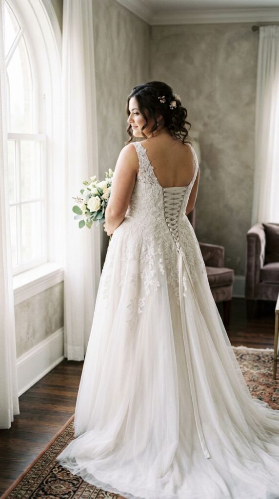 Corset-Back Gown for Adjustable Fit