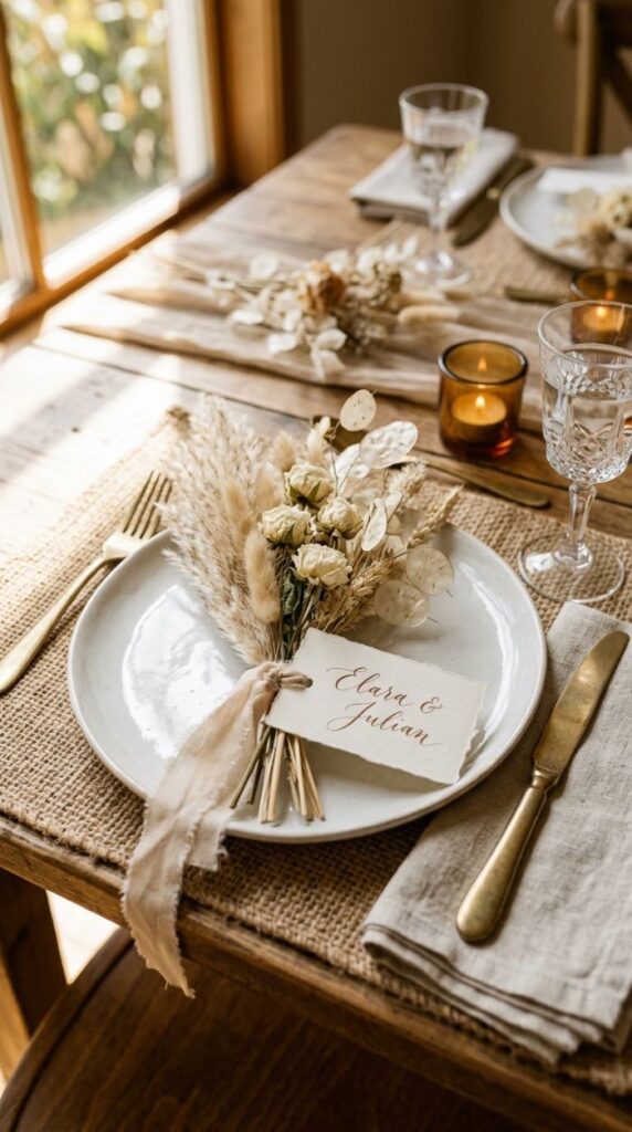 Dried Flower and Pampas Grass Place Setting
