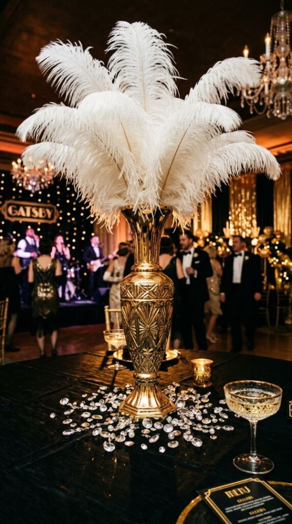 Feather and Candlelight Centrepiece
