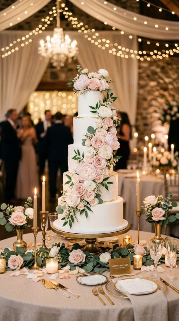 Floral Cascade Wedding Cake