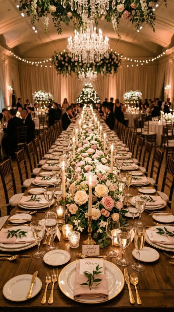 Floral Runner Reception Tables