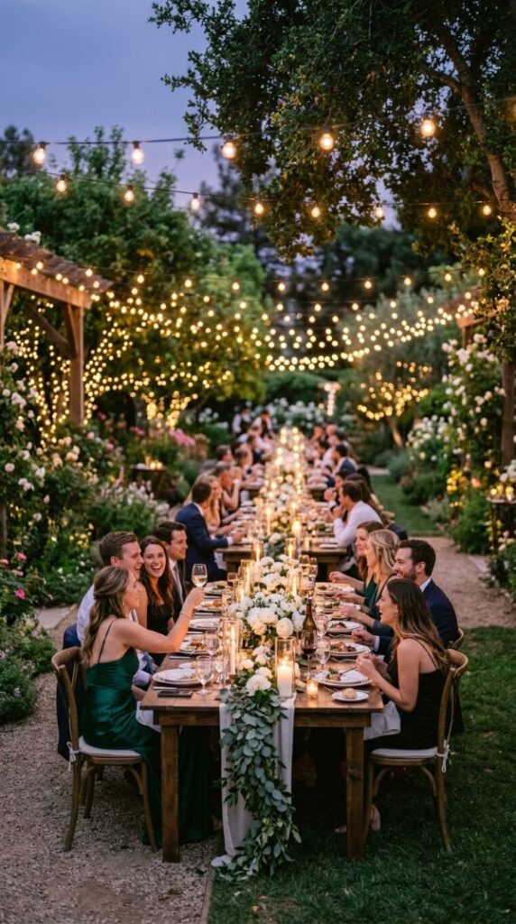 Garden Dinner Under String Lights