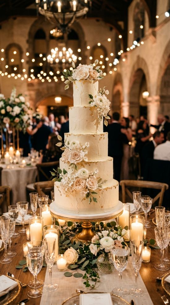 Gold Accent Wedding Cake