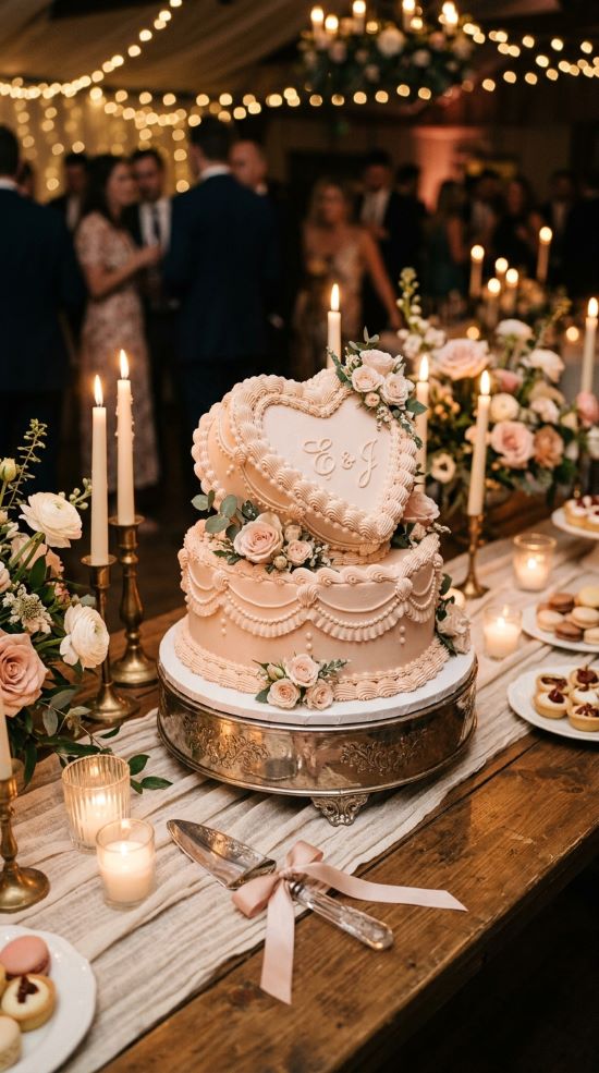 Heart-Shaped Wedding Cake