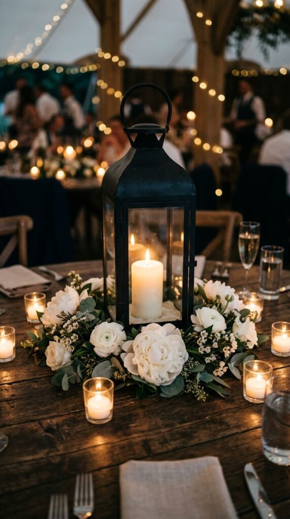 Lantern and Florals Centrepiece