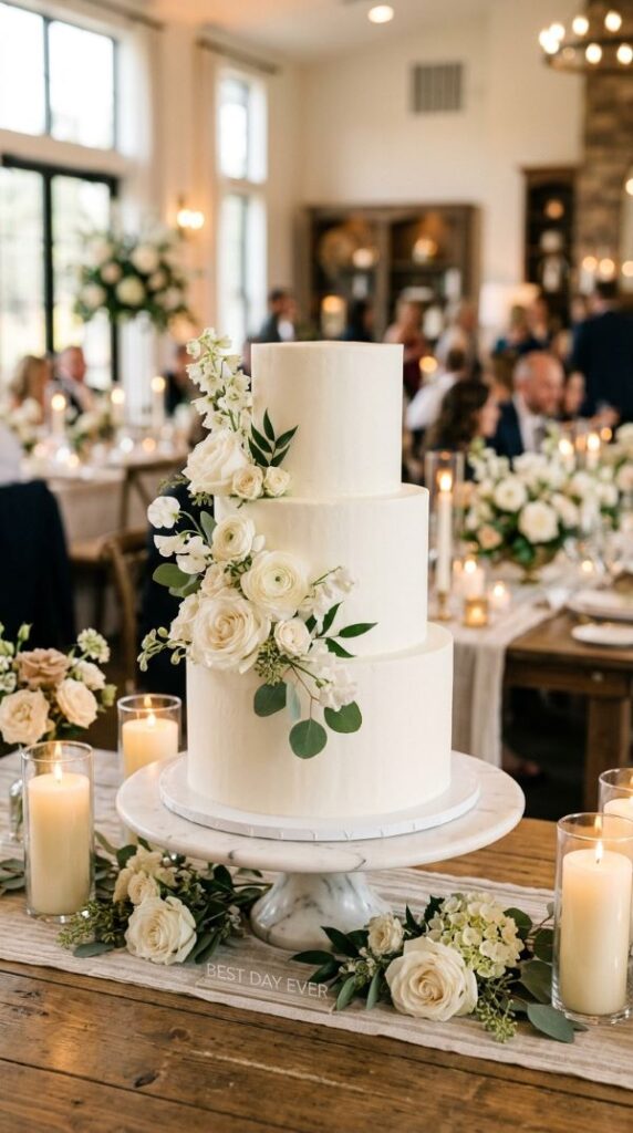 Minimalist White Wedding Cake