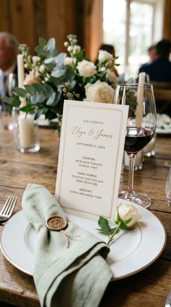 Personalized Menu Card Place Setting