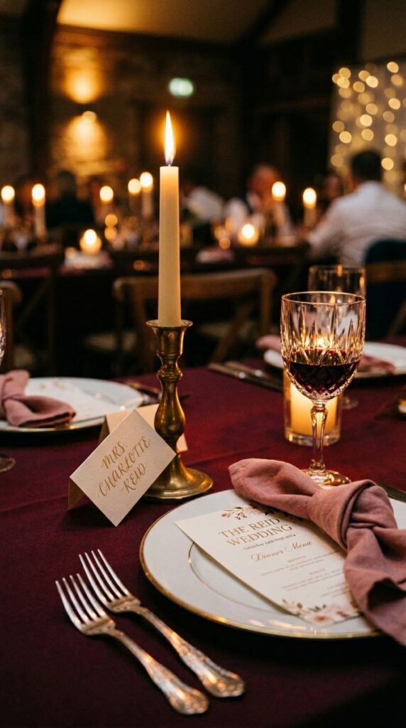 Romantic Candlelit Place Setting with Taper Candles