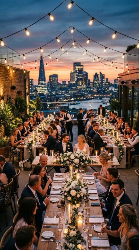 Romantic Rooftop Dinner Reception