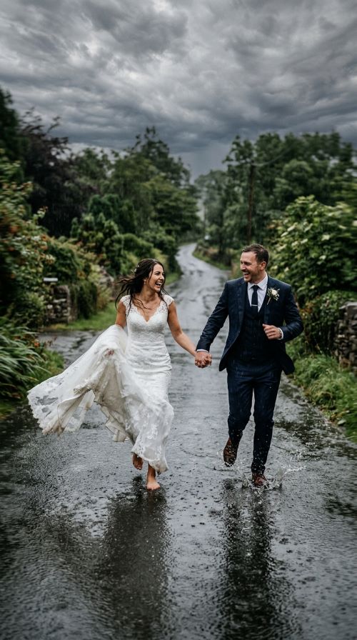 Running Through the Rain Hand in Hand