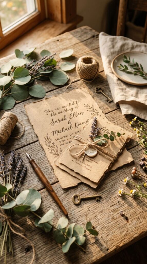 Rustic Kraft Paper Invitations