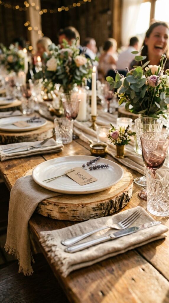 Rustic Wooden Slice Place Setting