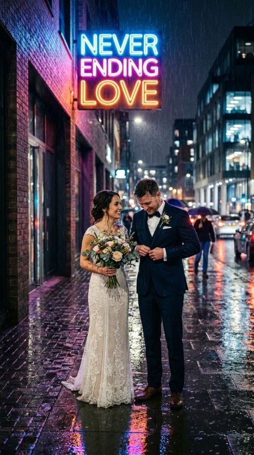 Standing Beneath a Neon Sign in the Rain