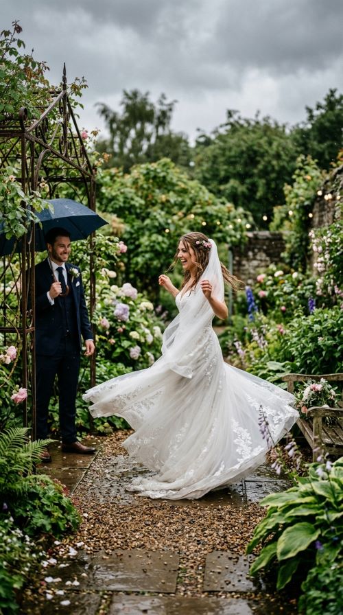 Twirling in a Rain-Soaked Garden