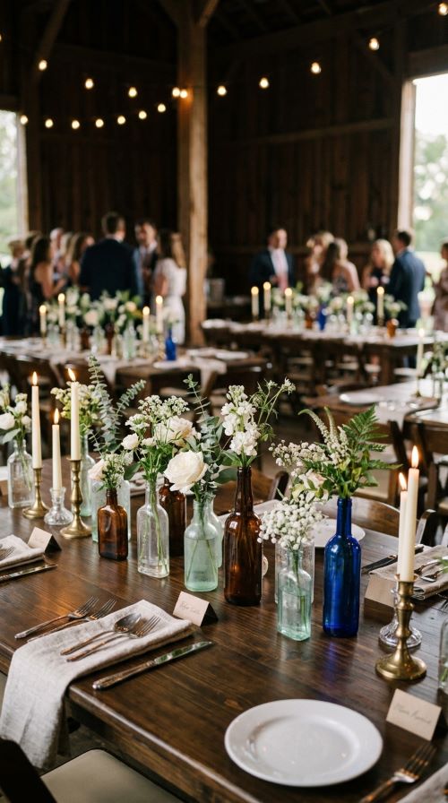 Vintage Glass Bottle Centerpieces