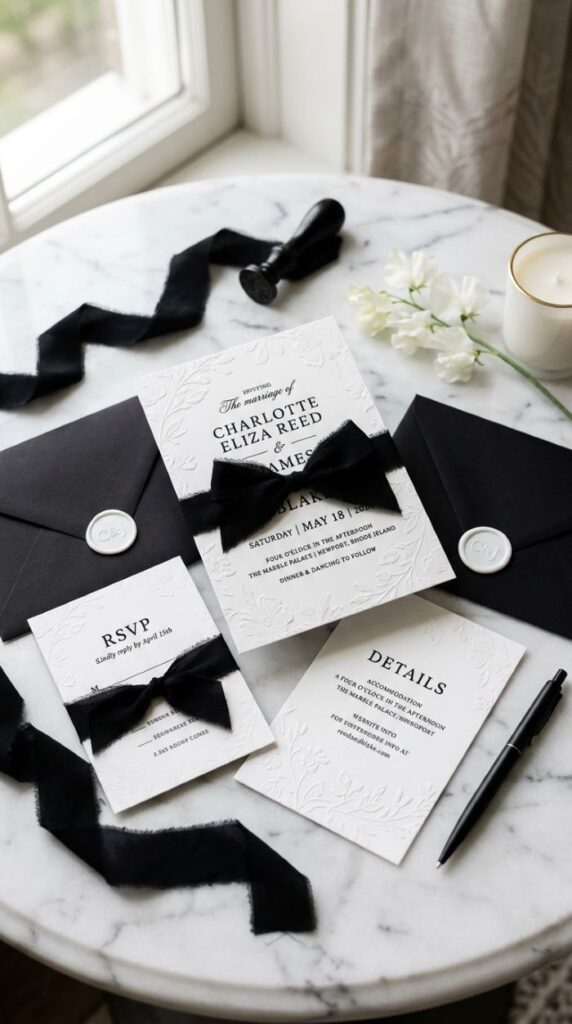 White Embossed Invitations