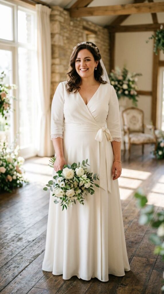 Wrap-Style Wedding Dress