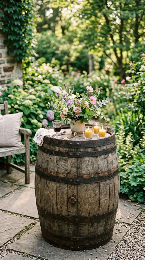 Repurposed Wine Barrels as Decor Pieces