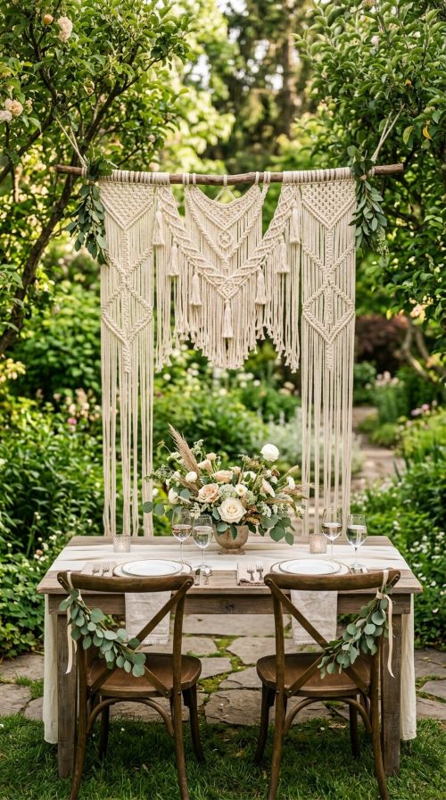 A Macrame Backdrop for the Sweetheart Table