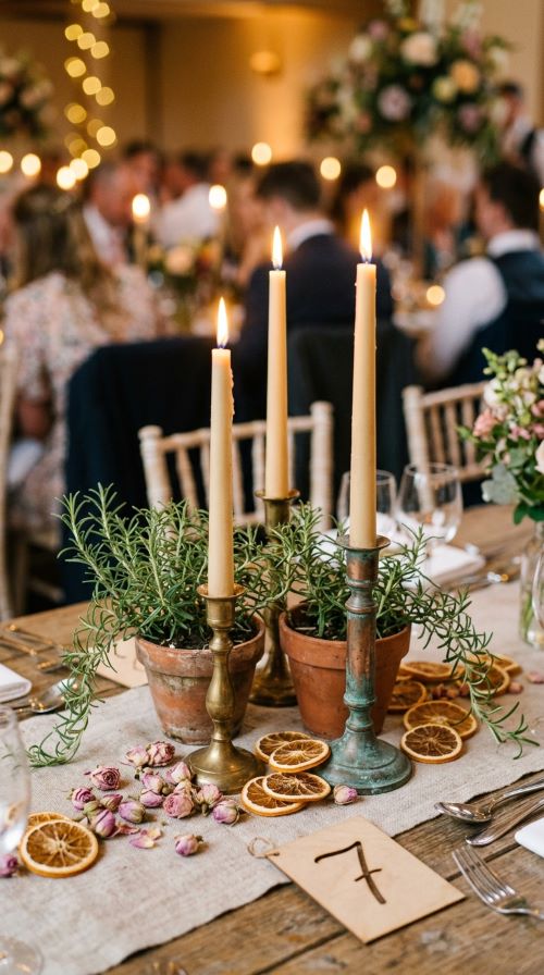 Beeswax and Taper Candle Centrepieces