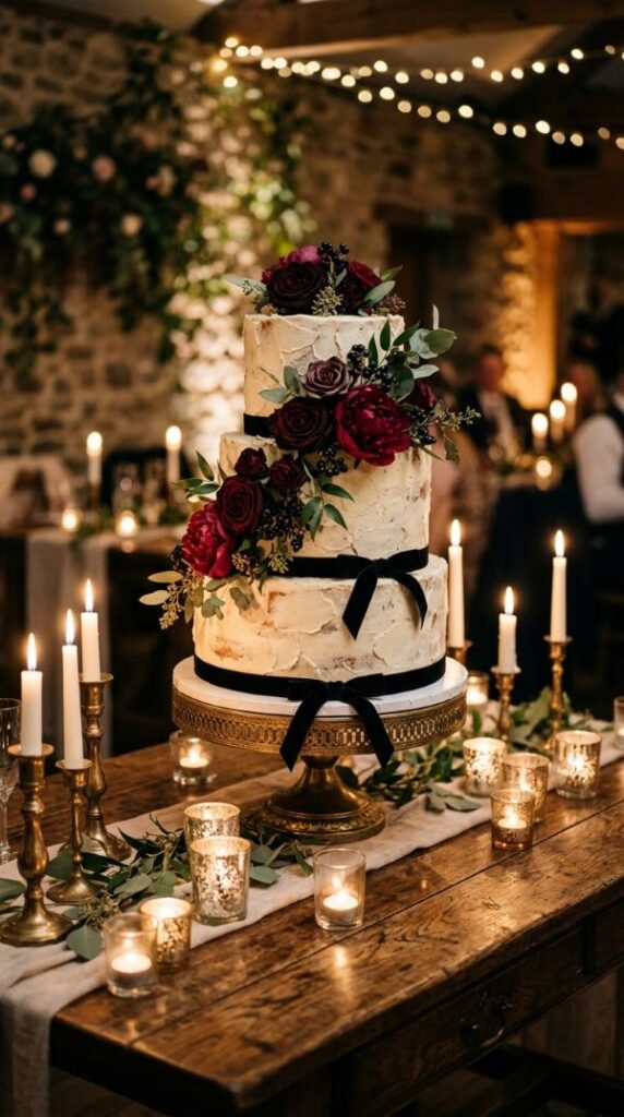 Dark Floral Wedding Cake