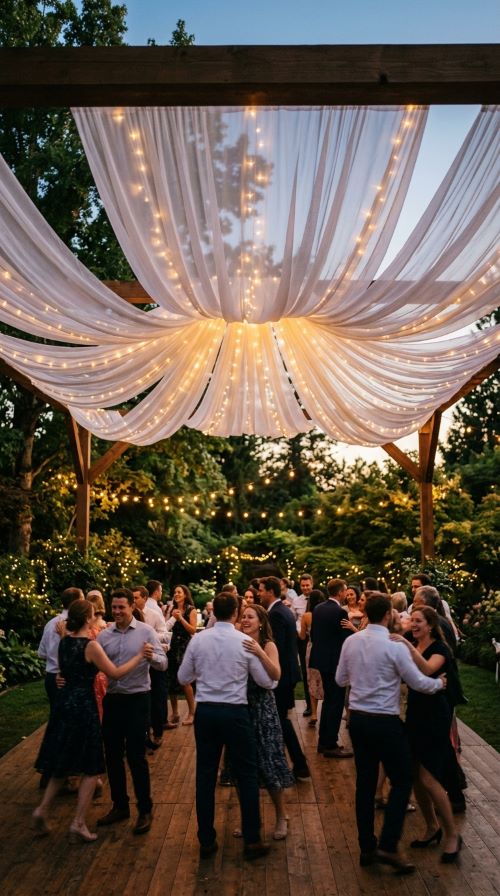 Draped Fabric Ceiling Over the Dance Floor