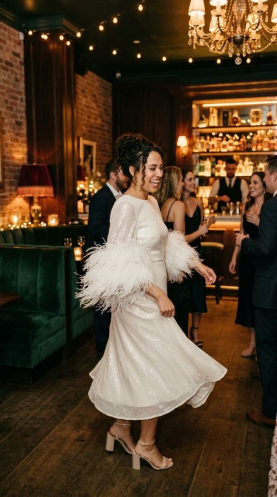 Feather Sleeve Dress