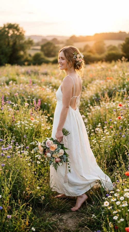 Flowing Linen or Chiffon Wedding Dress
