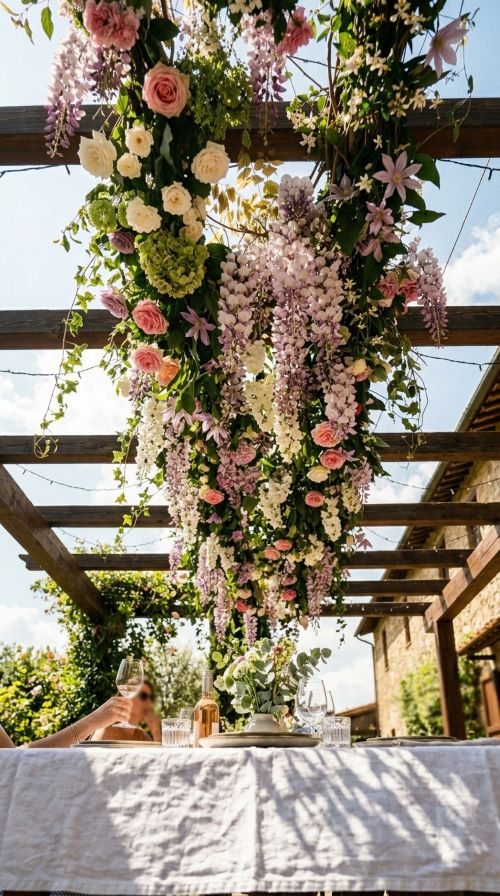 Hanging Flower Installations Overhead