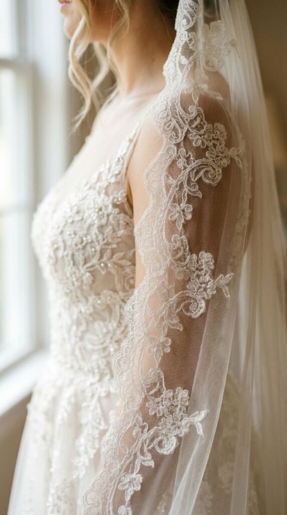 Lace-Edged Veil for Timeless Detail
