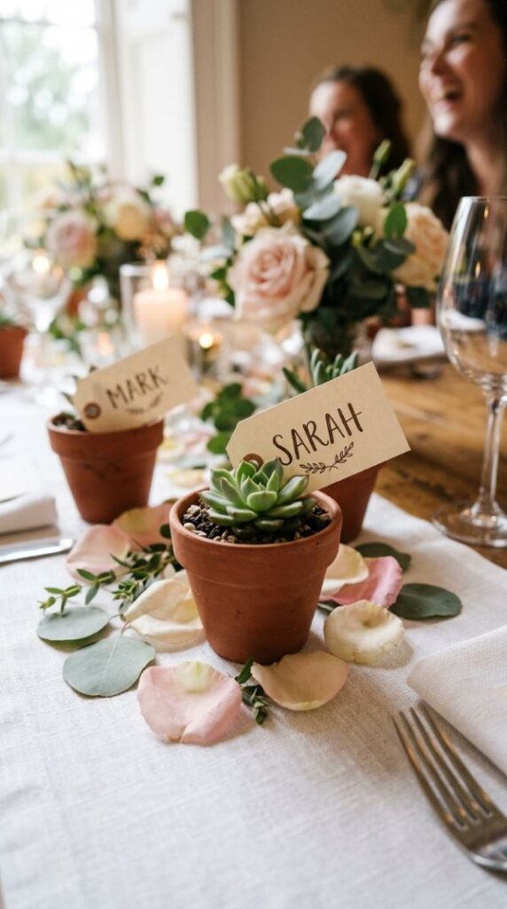Mini Potted Plants as Place Cards