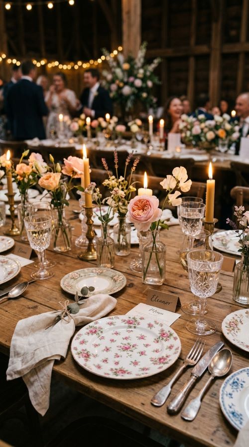 Mismatched Vintage China Place Settings