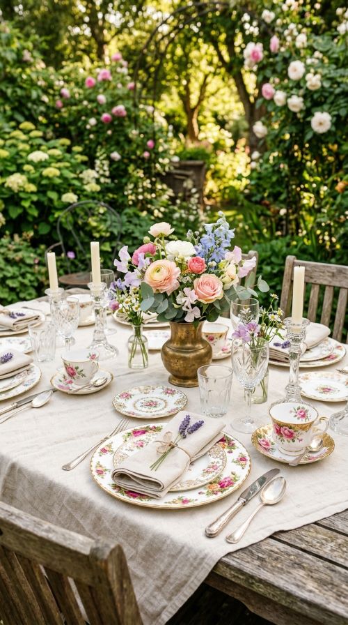 Mismatched Vintage China for Place Settings