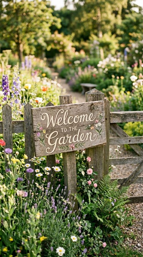 Personalized Wooden Signage Throughout the Garden