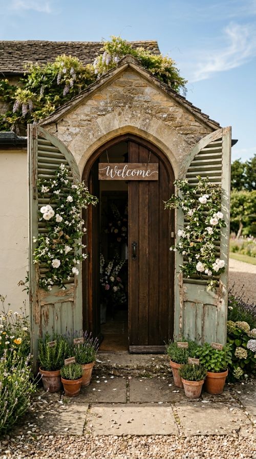Rustic Window Shutter Door Backdrop