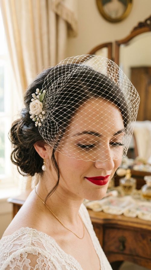 Short Birdcage Veil for Vintage Glamour