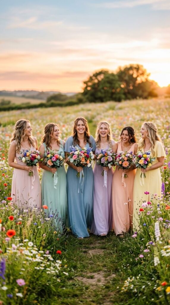 Colorful Bridesmaid Bouquets