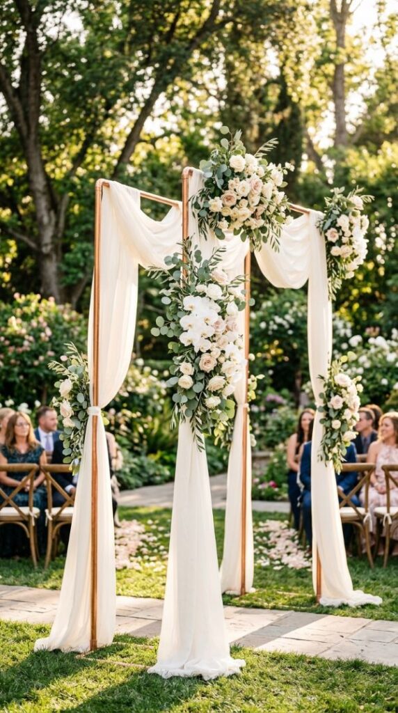 Copper Pipe Wedding Arch with Modern Elegance